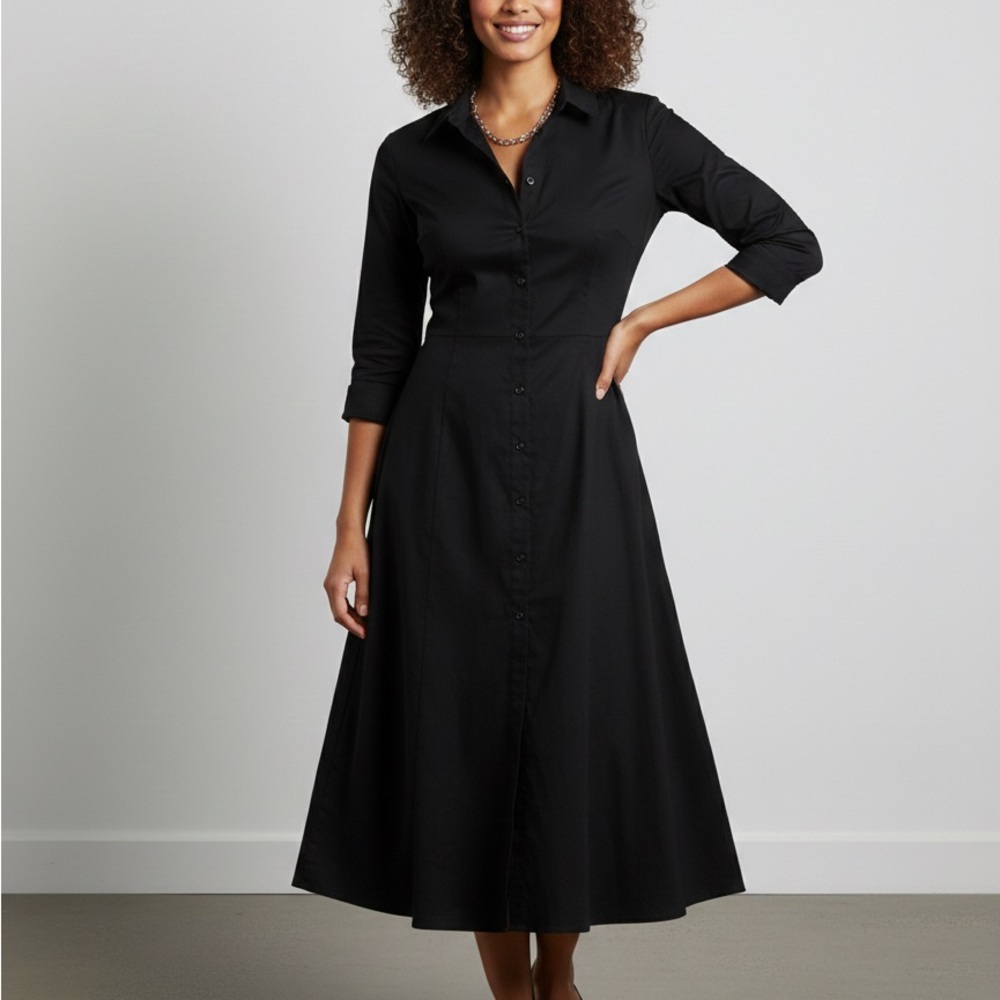 Sundance Black A-Line Cotton Casual Midi Dress Women’s Size 10 Large